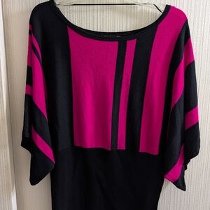 INC Fushia And Black Stripe Dolman Sleeve Women's Rayon Sweater Size XL